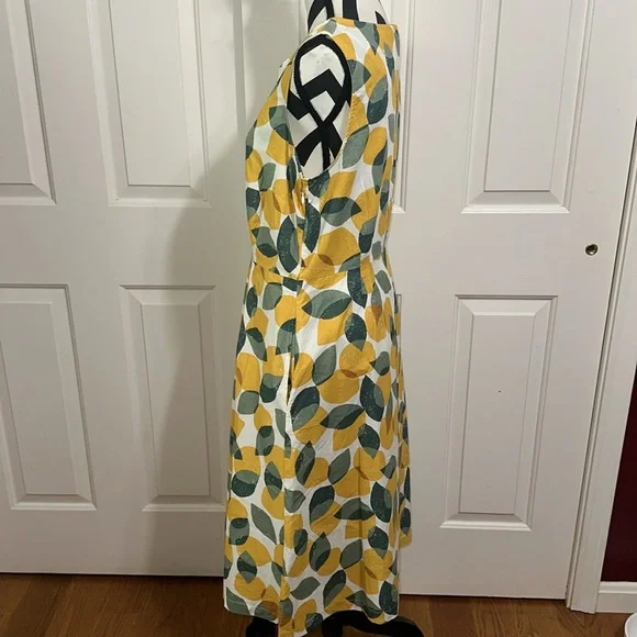 SEASALT CORNWALL Stylish Yellow and Green Leaf Print Dress - Picture 4 of 8